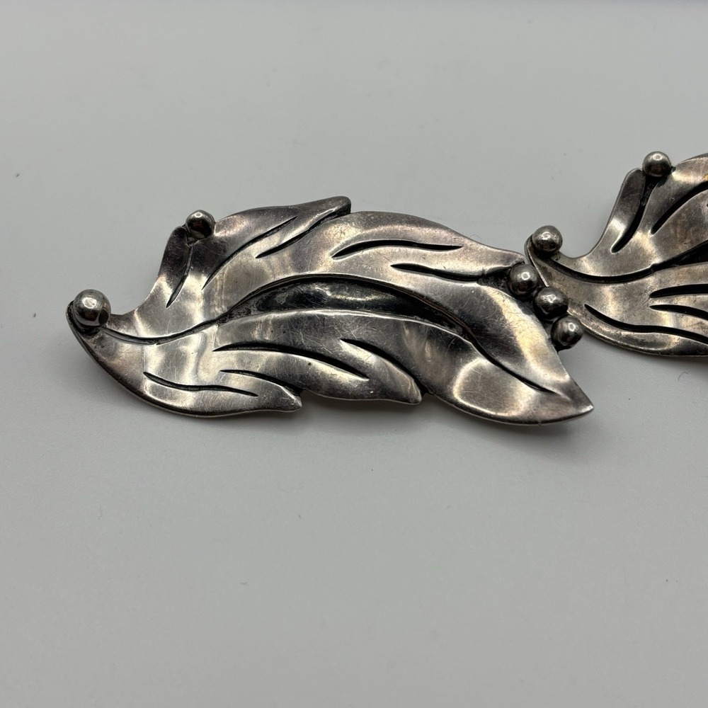 Vintage Tasco Designer Maricela Floral Leaf Sterling Silver Brooch Pin Set Of 2 - Picture 9 of 15